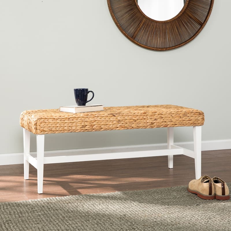 SEI Furniture Terraza White Woven Coffee Table Bench