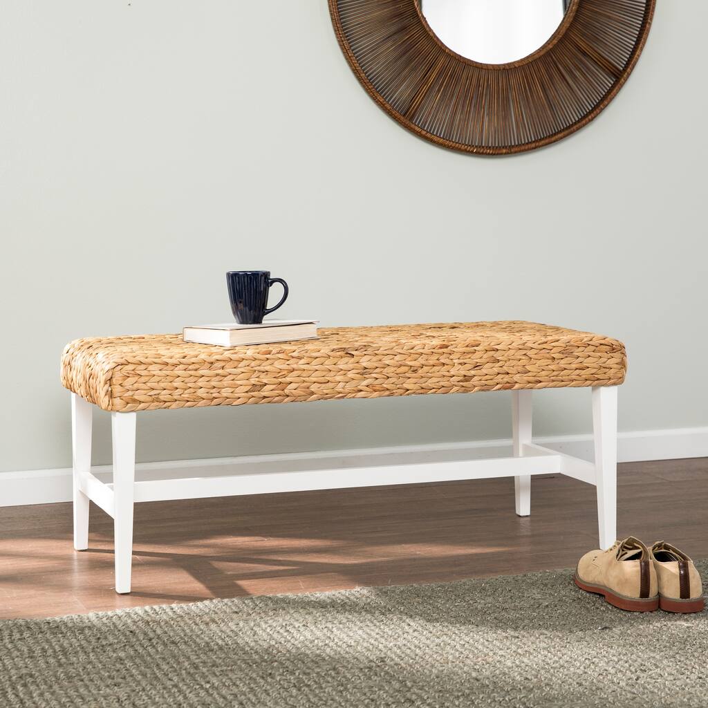 SEI Furniture Terraza White Woven Coffee Table Bench