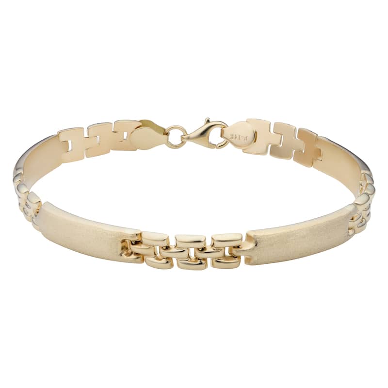 Fremada 14k Yellow Gold Satin Bar Bracelet (8 inches)