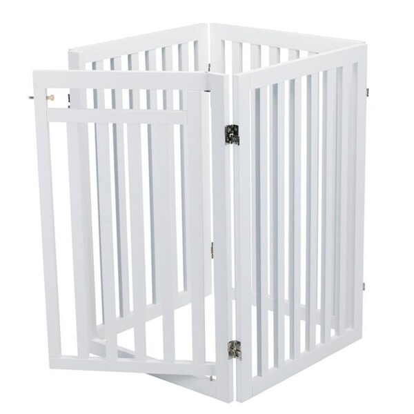 white wood pet gate