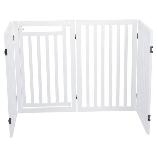 white wood pet gate