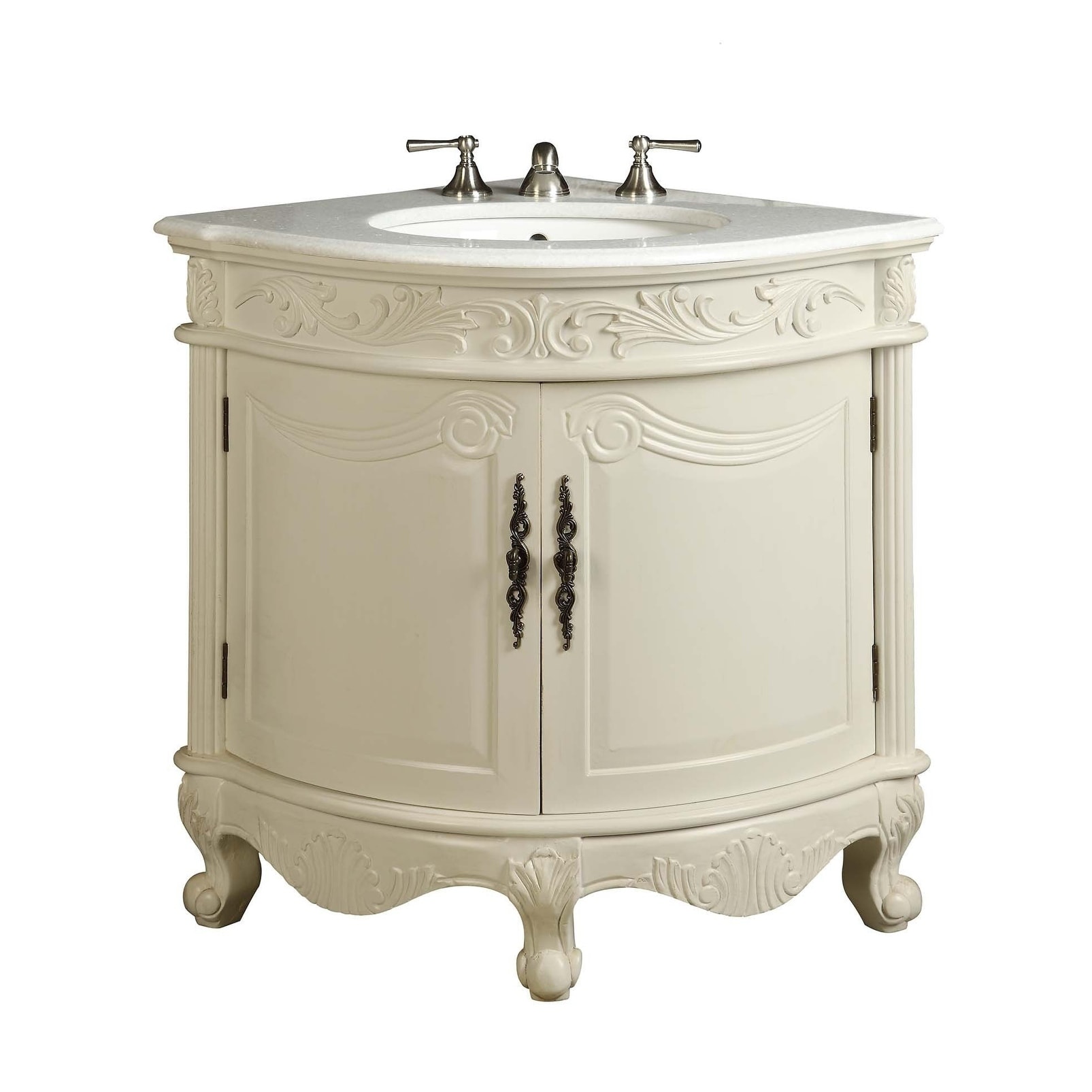 Benton Collection Bayview 24 in. W x 24 in D. x 34 in. H Cream Marble Vanity Top in Brown with Bisque Under Mounted Porcelain Basin Vanity