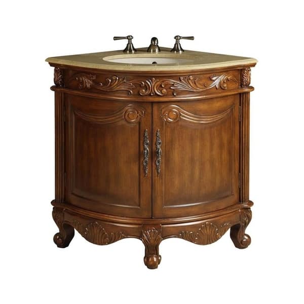 24" Benton Collection Bayview Colonial Brown Corner Bathroom Vanity