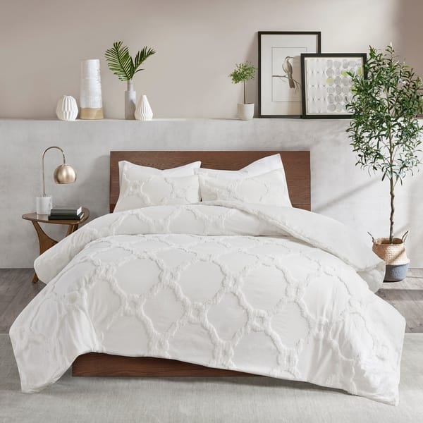 Shop Madison Park Nollie White 3 Piece Tufted Cotton Chenille