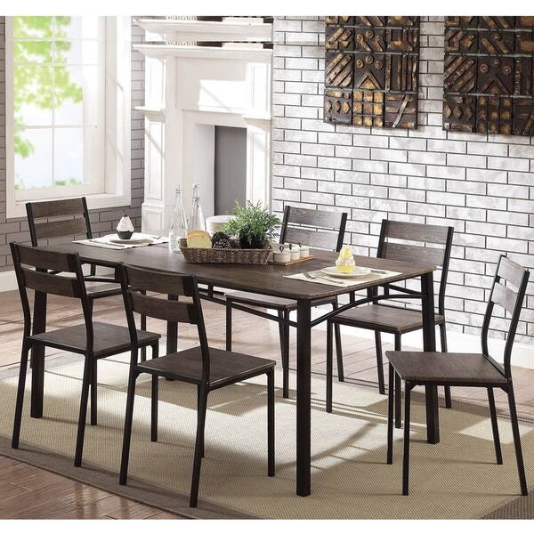 Furniture of America Vae Rustic Brown Metal 7-piece Dining Set - On ...