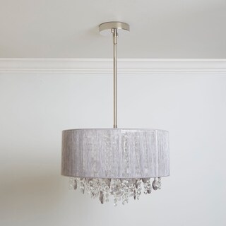 Serra String Beaded Pendant Light (Nickel/White) - Chandeliers For Bedrooms by Overstock.com