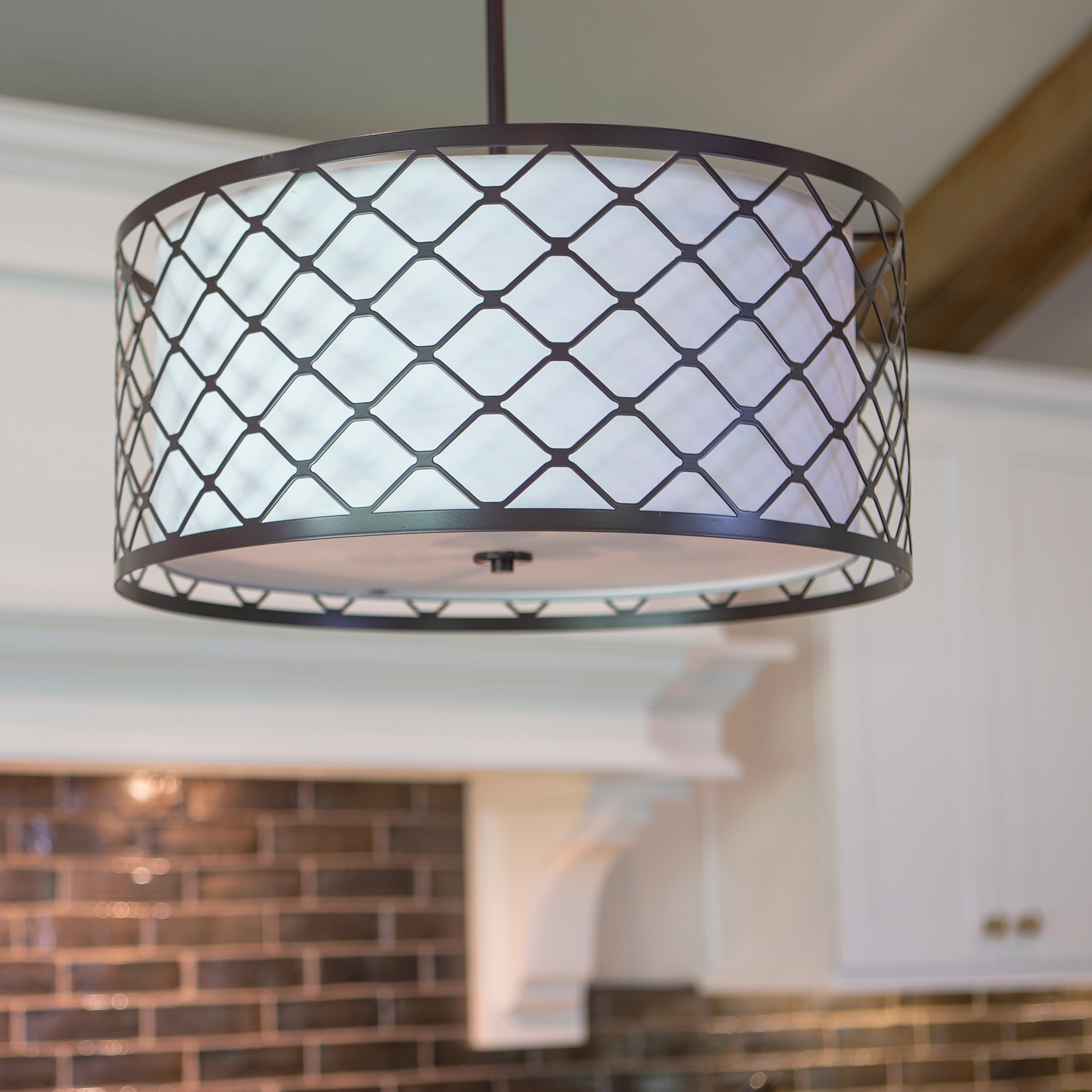 Shop Tucker Metal Overlay Drum Shade Pendant On Sale Free