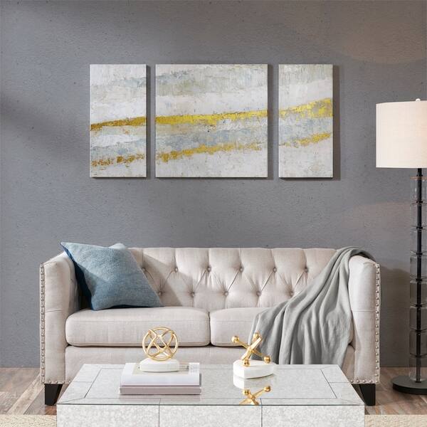 Madison Park Desert Waves Neutral Printed Canvas with Gel Coat and Gold ...
