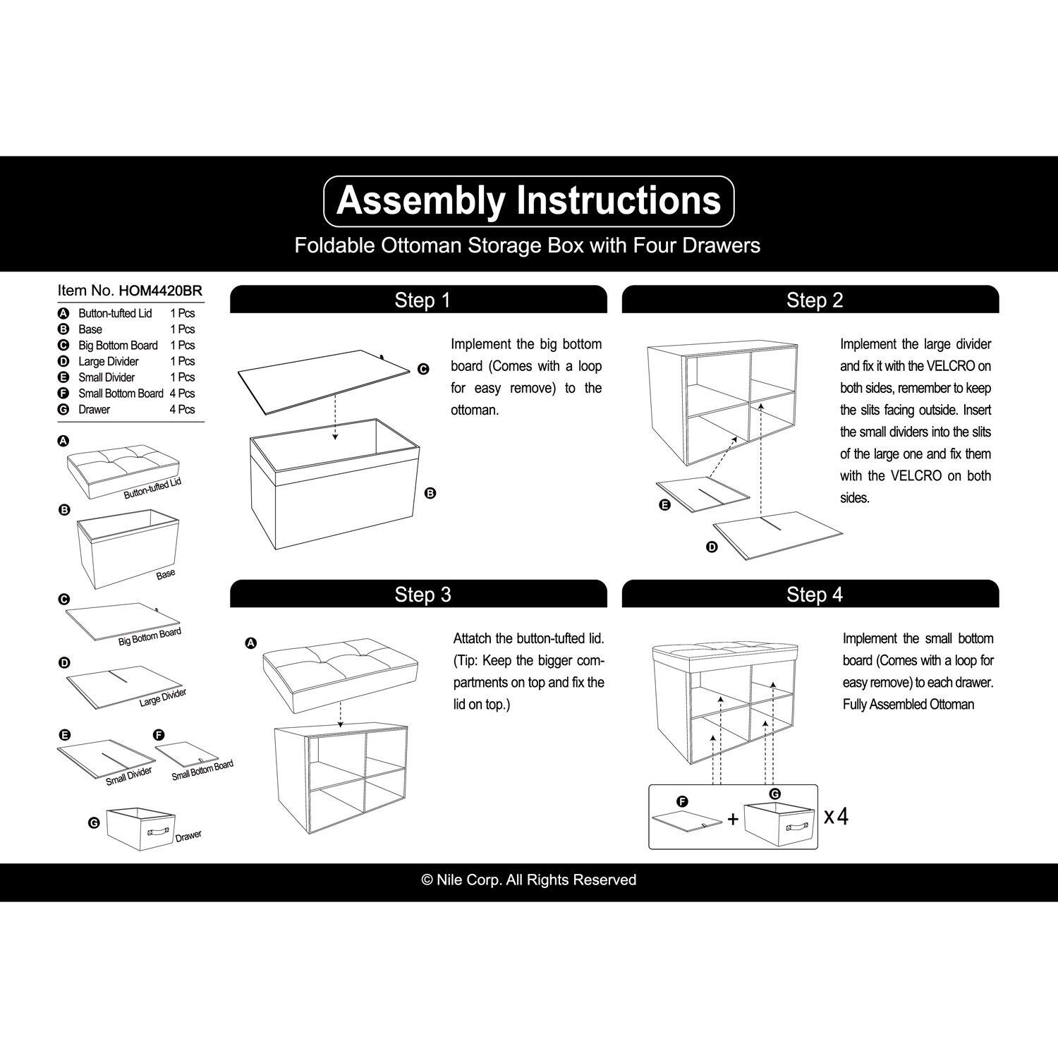 Shop Ikee Design Folding Storage Bench With 4 Drawer Free