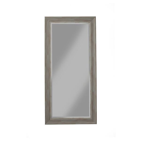 Farmhouse Style Full Length Leaner Mirror With Polystyrene Frame, Antique Gray Overstock