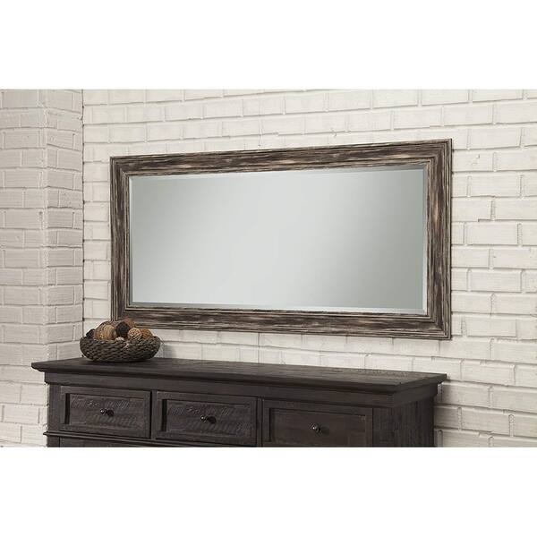 Farmhouse Style Full Length Leaner Mirror With Polystyrene Frame, Antique Black Bed Bath