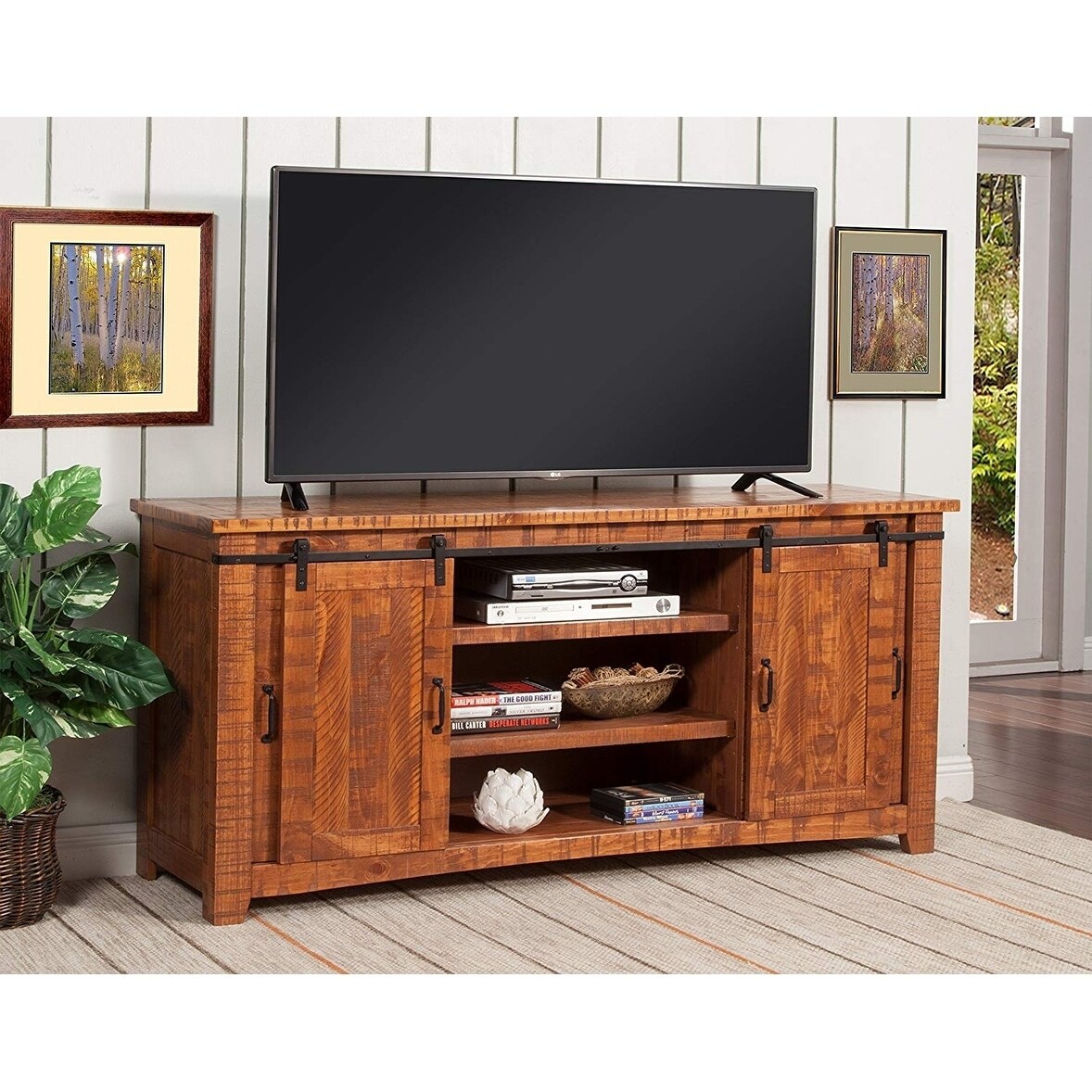 tobacco brown tv stand Wood and Metal TV Stand with 2 Mesh Style Doors, Honey Tobacco Brown - Bed  Bath & Beyond