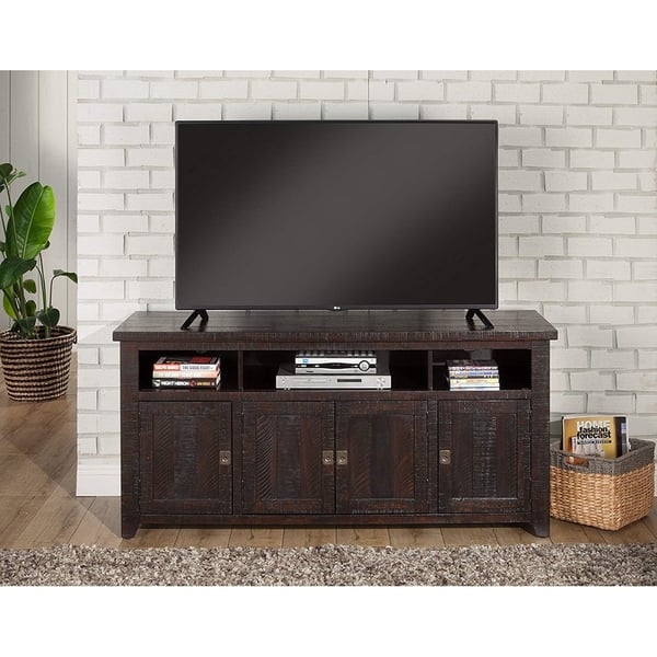 Shop Wooden Tv Stand With 3 Shelves And Cabinets Espresso Brown