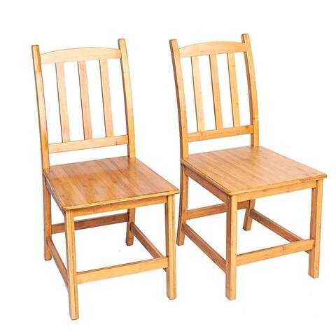 2pcs Bamboo Rectangular Furniture Kitchen Dining Chairs Set - Yellow