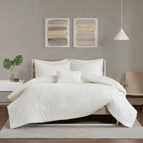 Urban Habitat Ellie Ivory Cotton Chenille Jacquard Comforter Set ...
