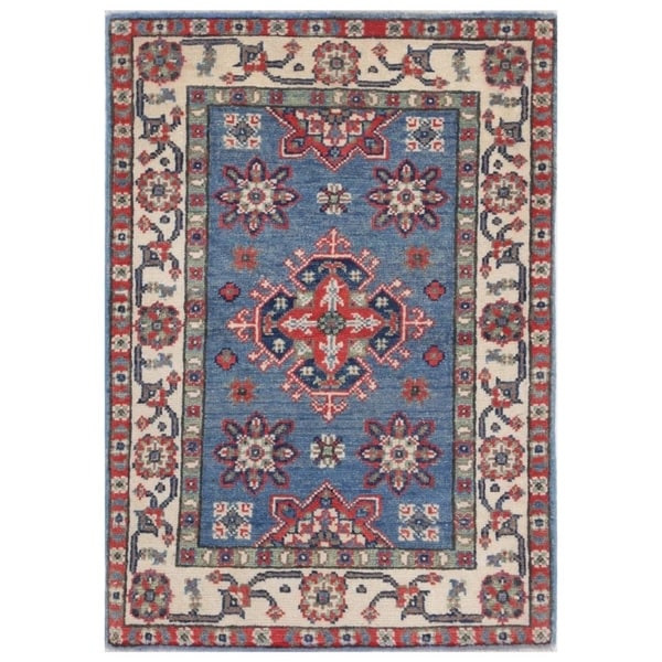 Handmade Kazak Vegetable Dye Wool Rug (Afghanistan) - 2' x 3'