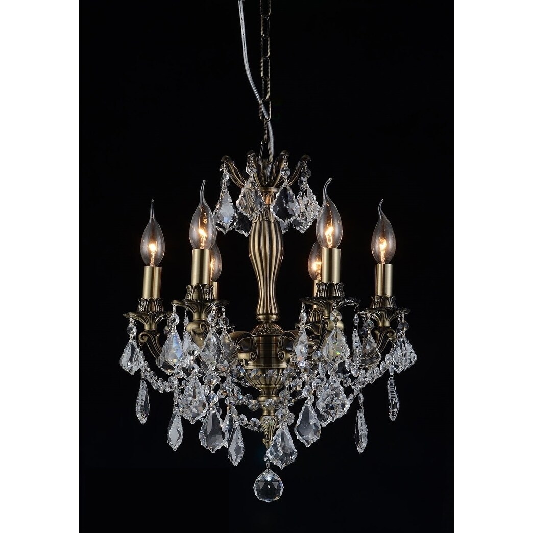 6 Light Chandelier with Antique Brass Finish - Chandeliers For Bedrooms by Overstock.com