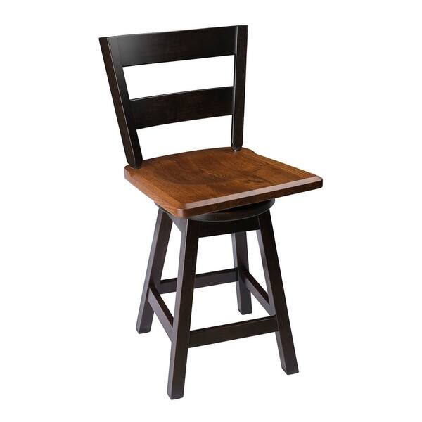 DISCONTINUED Swivel Bar Stool with Straight Back in Quarter Sawn Oak Wood