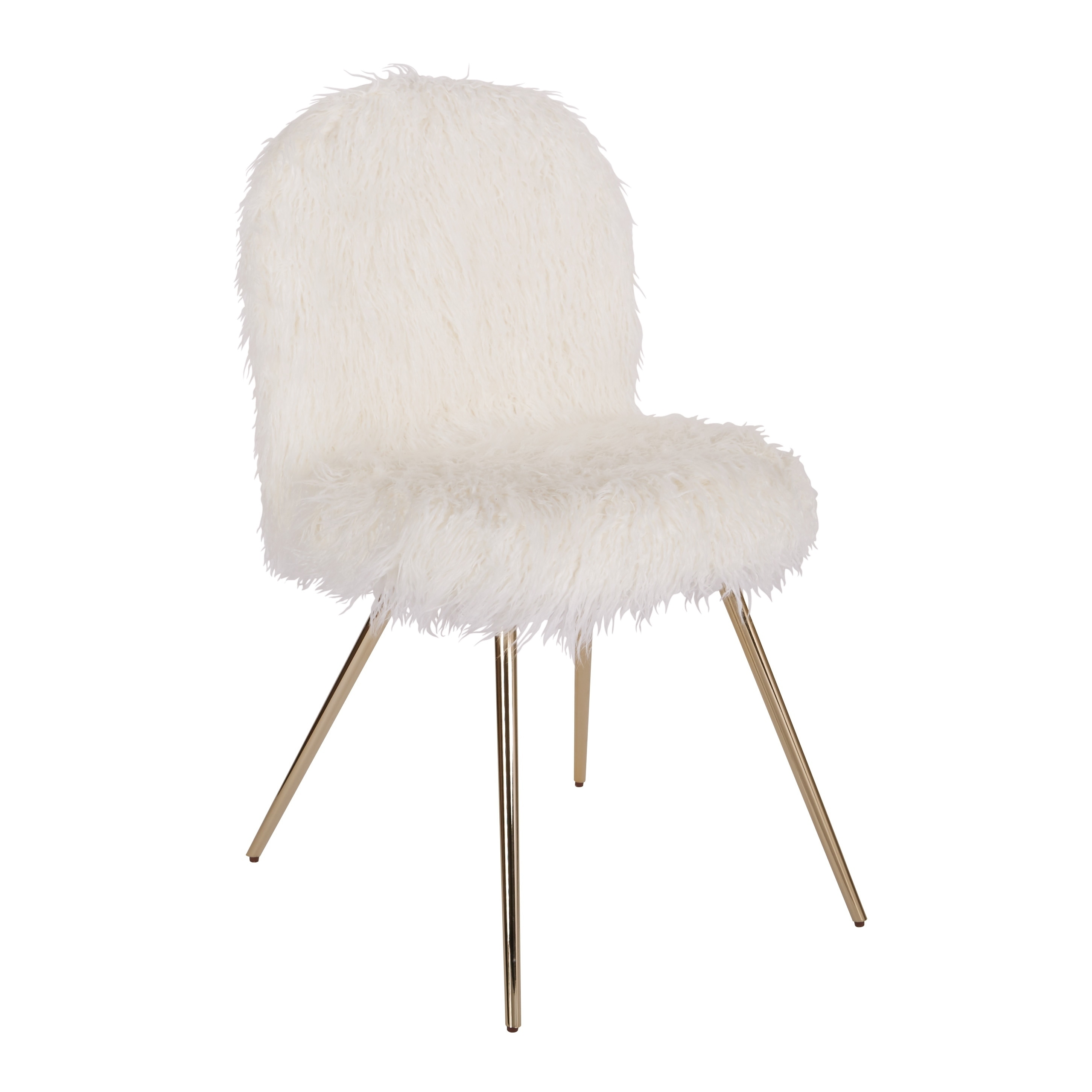 Silver Orchid Conklin White Fur And Gold Accent Chair