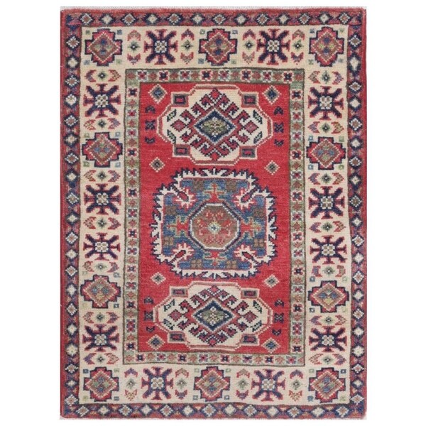 Handmade Kazak Vegetable Dye Wool Rug (Afghanistan) - 2' x 2'8