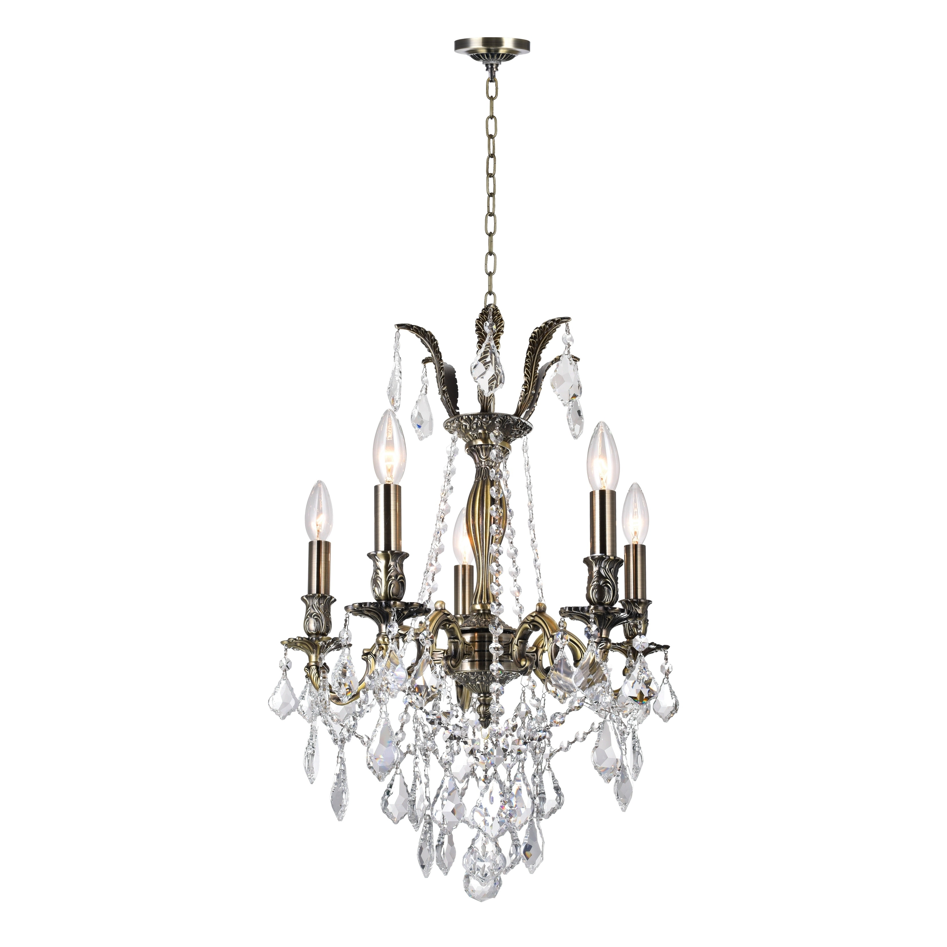 5 Light Chandelier with Antique Brass Finish - Chandeliers For Bedrooms by Overstock.com