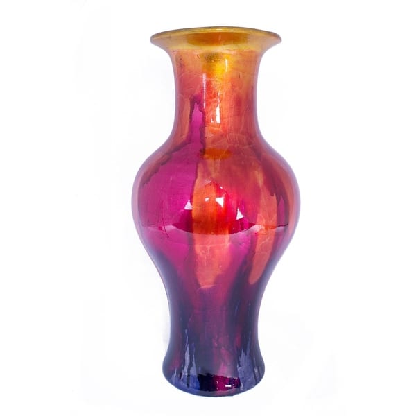 Kate 18 Inch Foiled Lacquered Yellow Orange Ceramic Vase Overstock 22675583