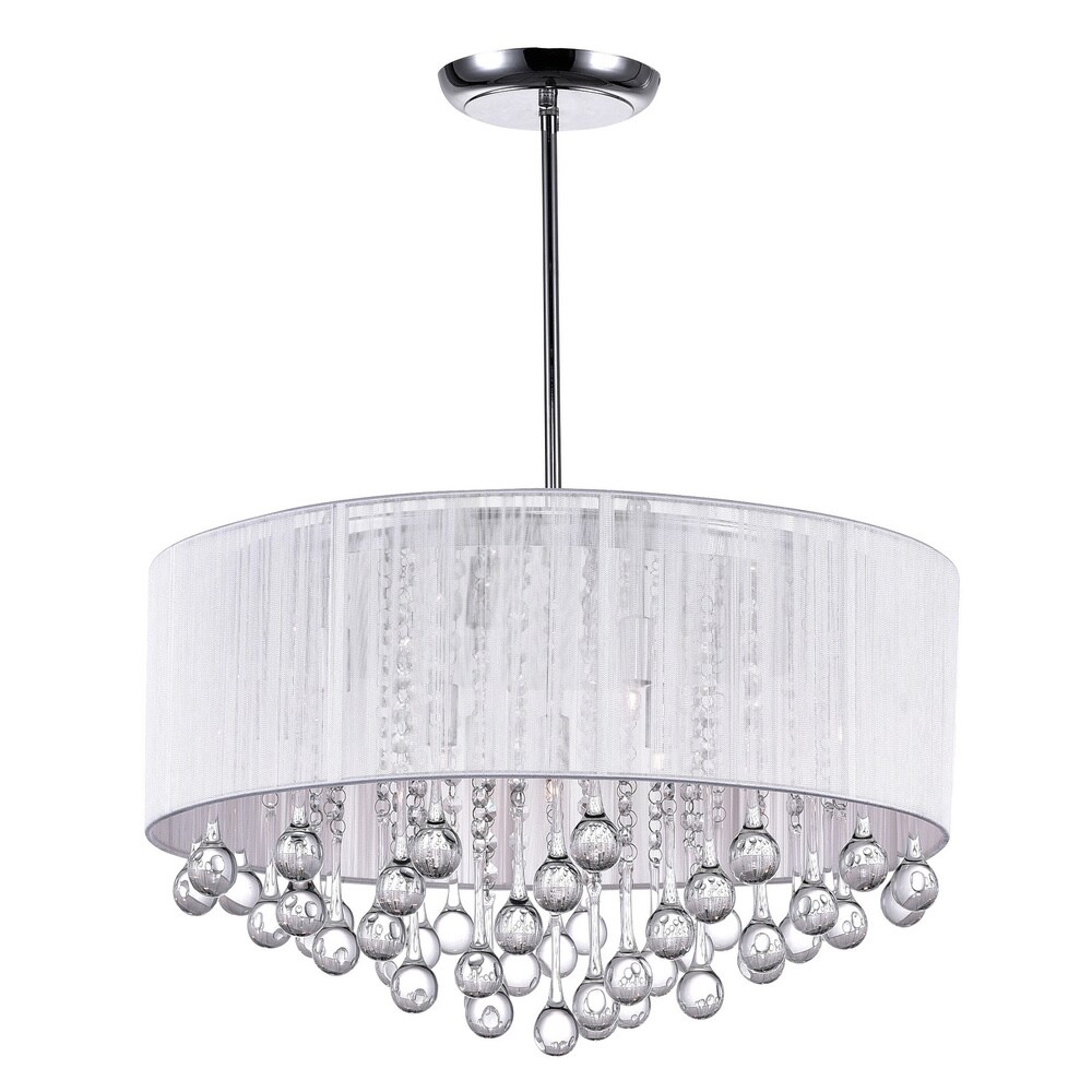 Transitional Silver 5 Light Chandelier | Contemporary Round Transitional Silver 5 Light Chandelier | Contemporary Round