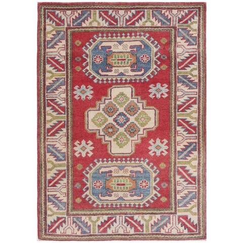 Handmade One-of-a-Kind Kazak Vegetable Dye Wool Rug (Afghanistan) - 2'9 x 4'