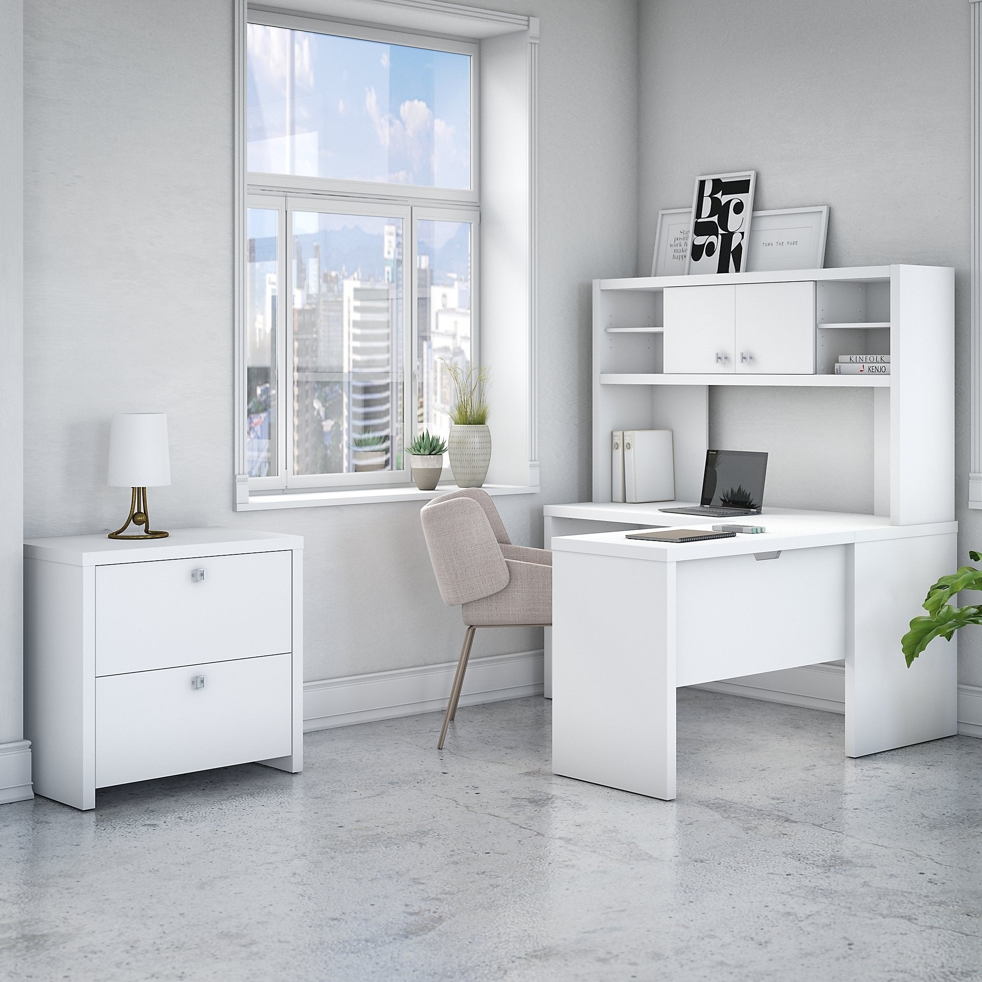 Shop Echo L Shaped Desk Hutch And Cabinet From Office By Kathy
