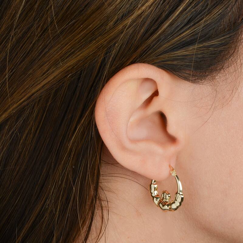 Fremada 14k Yellow Gold Claddagh Hoop Earrings