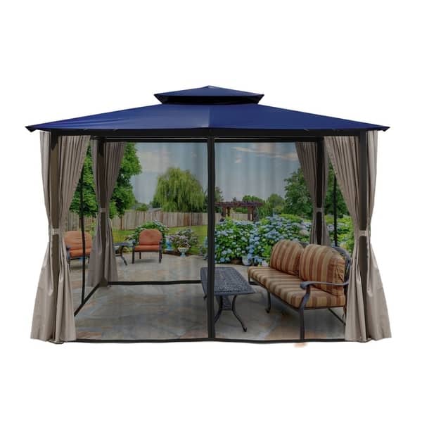 Lima 10 X 12 Gazebo With Mosquito Net And Curtain Lima 10 X 12 Gazebo With Mosquito Net