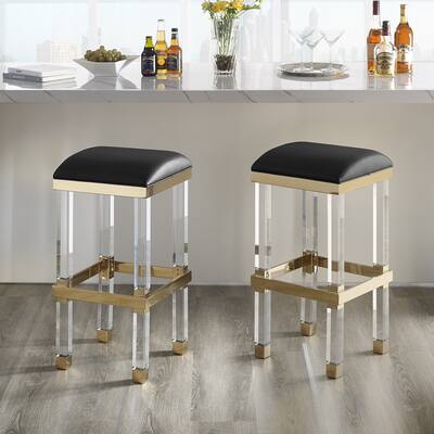 Silver Orchid Breese Upholstered Acrylic Barstool