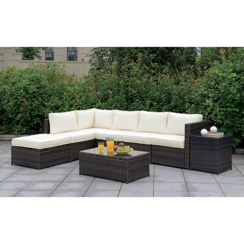 Furniture of America Bene Contemporary Brown Patio Sectional Set