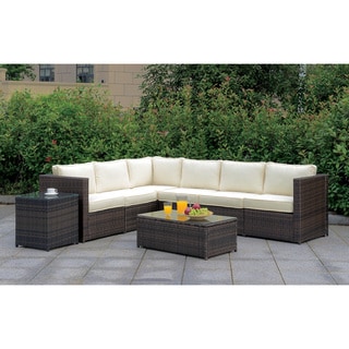 Furniture of America Liba Contemporary Brown Patio Sectional Set