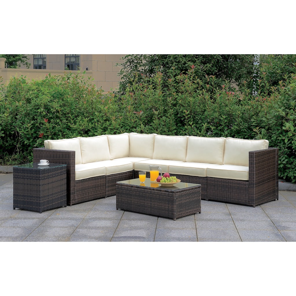 Liba Contemporary Brown Aluminum 8-Piece Patio Sectional Set by Furniture of America