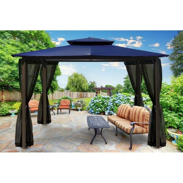 Shop Kona Brown Aluminum Gazebo With Mosquito Netting Free