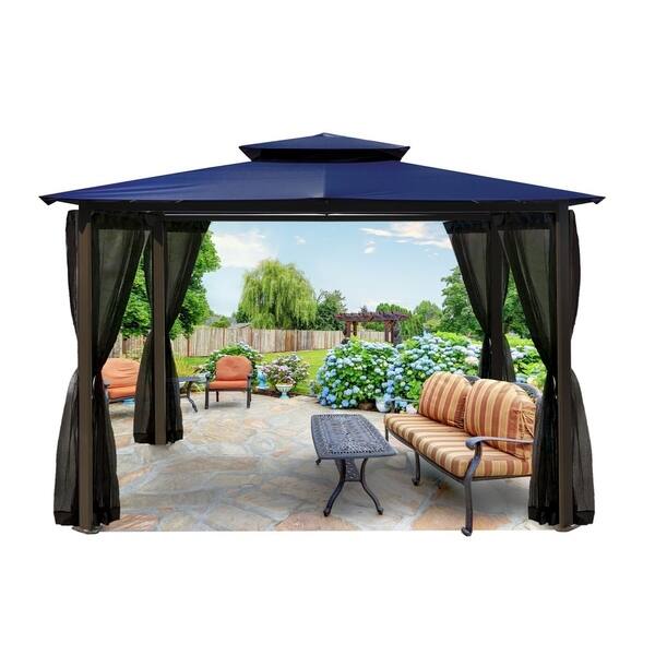 Shop Kona Brown Aluminum Gazebo With Mosquito Netting Free