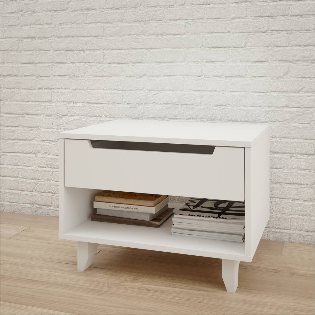 Nexera Aura 1 Drawer Nightstand, White