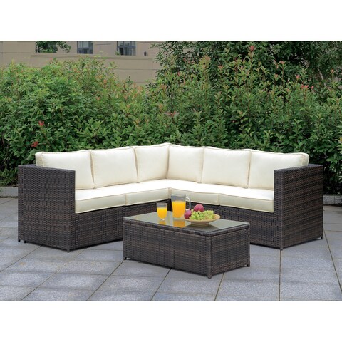 Furniture of America Cene Contemporary Brown Patio Sectional Set