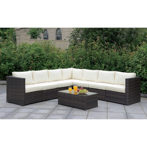 Furniture of America Nene Contemporary Brown Patio Sectional Set