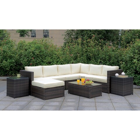 Furniture of America Cals Contemporary Brown Patio Sectional Set