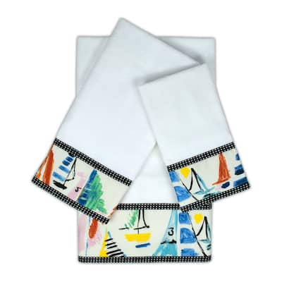 Sherry Kline Sailboat White 3-piece Embellished Towel Set