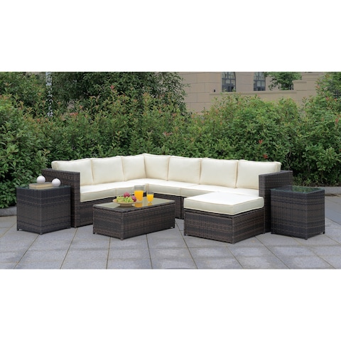 Furniture of America Mene Contemporary Brown Cushioned Patio Set