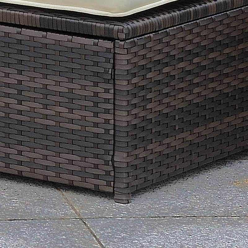 Fene Contemporary Brown Wicker Patio Ottoman by Furniture of America