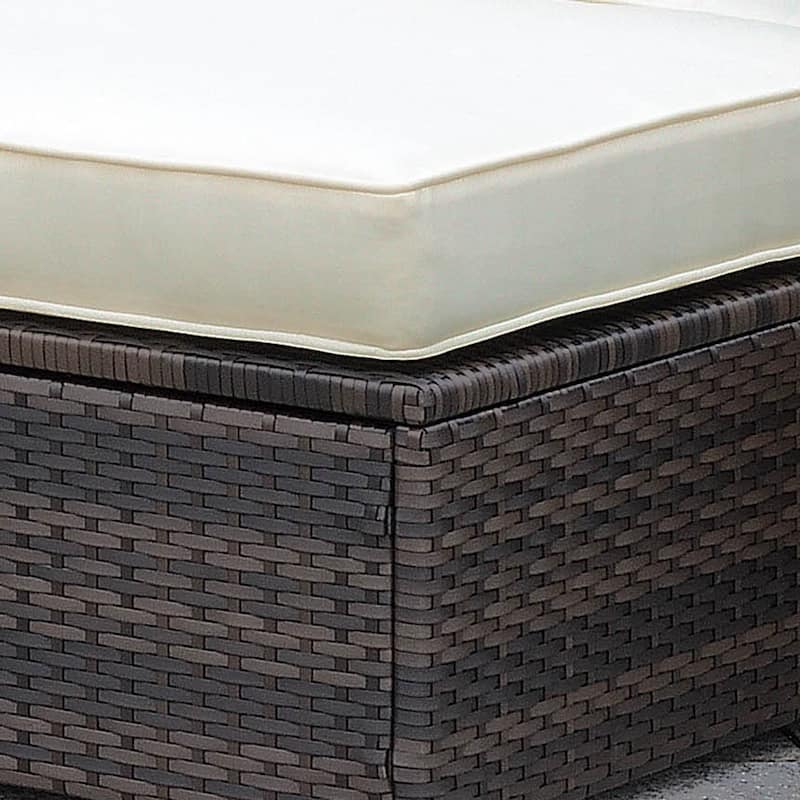 Fene Contemporary Brown Wicker Patio Ottoman by Furniture of America