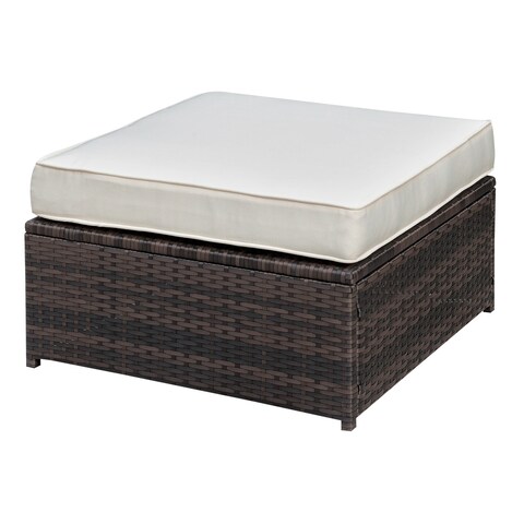 Furniture of America Fene Contemporary Brown Wicker Patio Ottoman