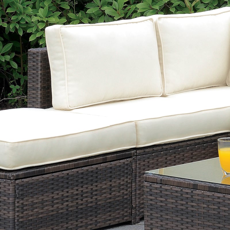 Fene Contemporary Brown Wicker Padded Armless Chair Furniture of America