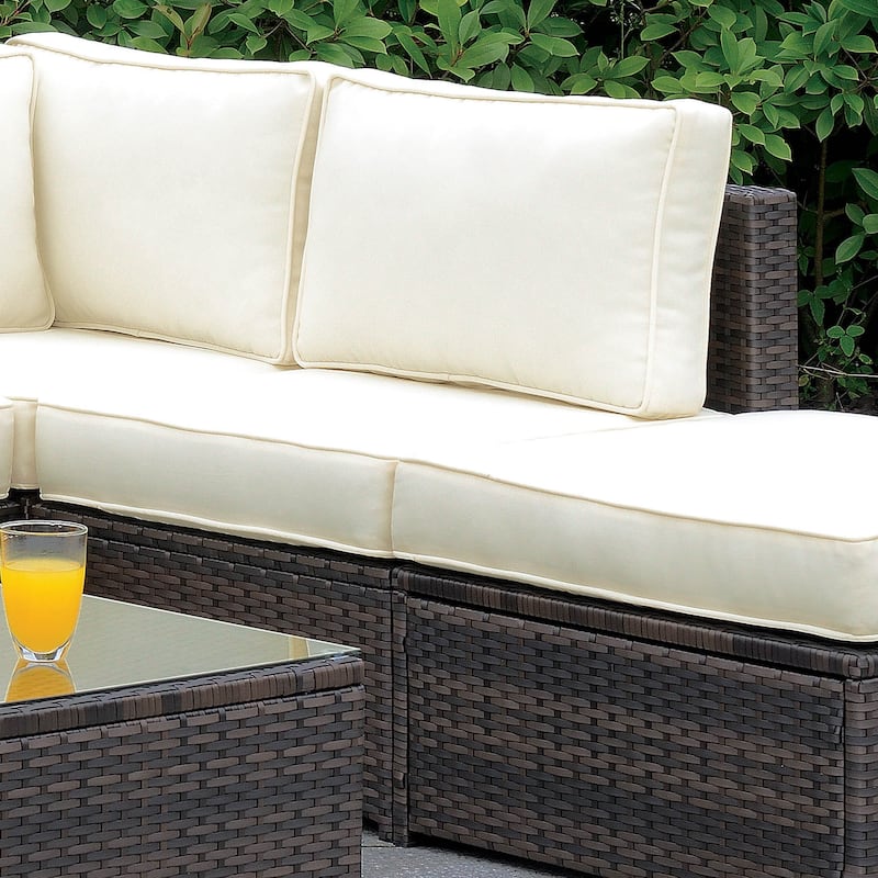 Fene Contemporary Brown Wicker Padded Armless Chair Furniture of America