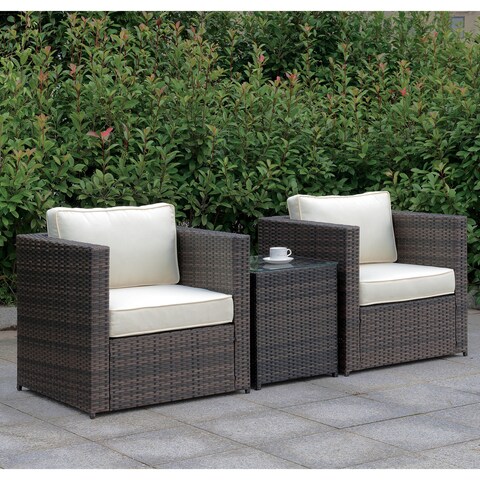Furniture of America Hiba Contemporary Brown Wicker Patio Chair Set