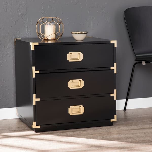 Shop Campaign Brass 3 Drawer Accent Chest On Sale Overstock